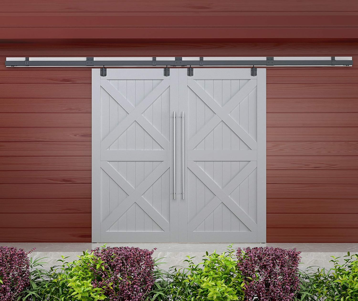 8FT Double Sliding Barn Door Hardware Kit W433
