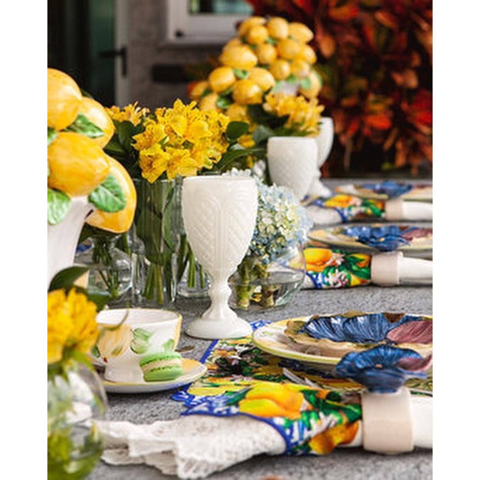 Blue & Yellow Round Polyester Placemat (Set of 2) Y998097