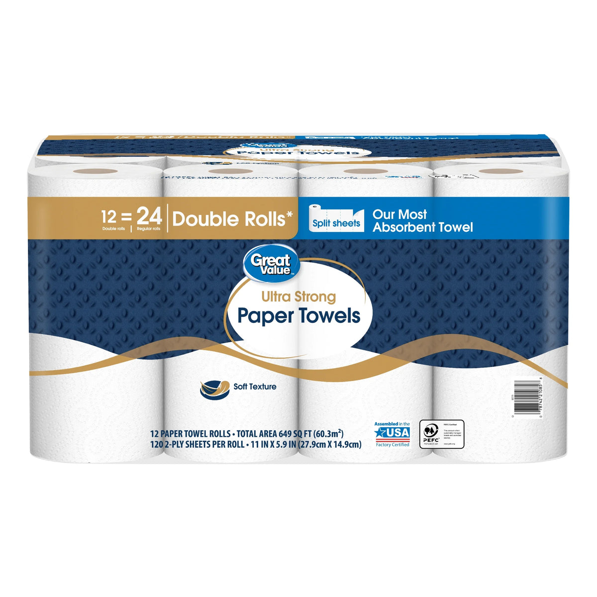 (4 pack) Ultra Strong Paper Towels, 12 Double Rolls U142078