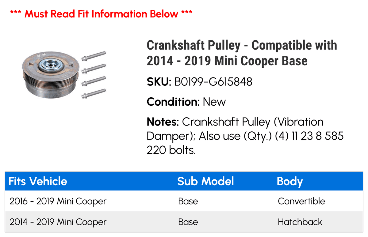 Crankshaft Pulley for Mini Cooper H356