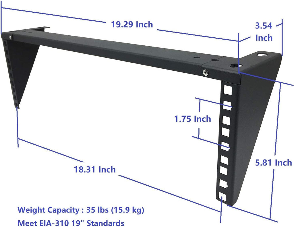 2U Light-Loading Foldable 19 Inches Cold Rolled Steel Vertical Wall Mount Rack P87587