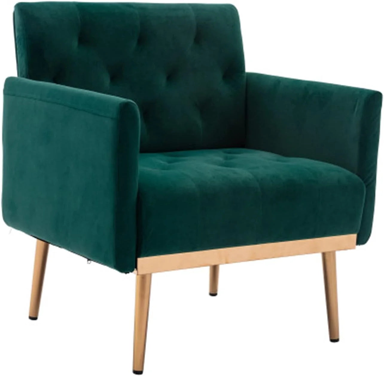 Square Velvet Accent Chair with Golden Metal Legs G22758