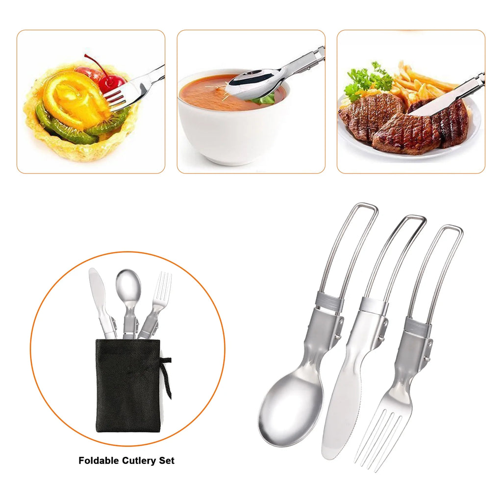 Outdoor Cooking Utensils Set with Camping Stove Lightweight Aluminum Pot and Stainless Steel Cutlery Y27016