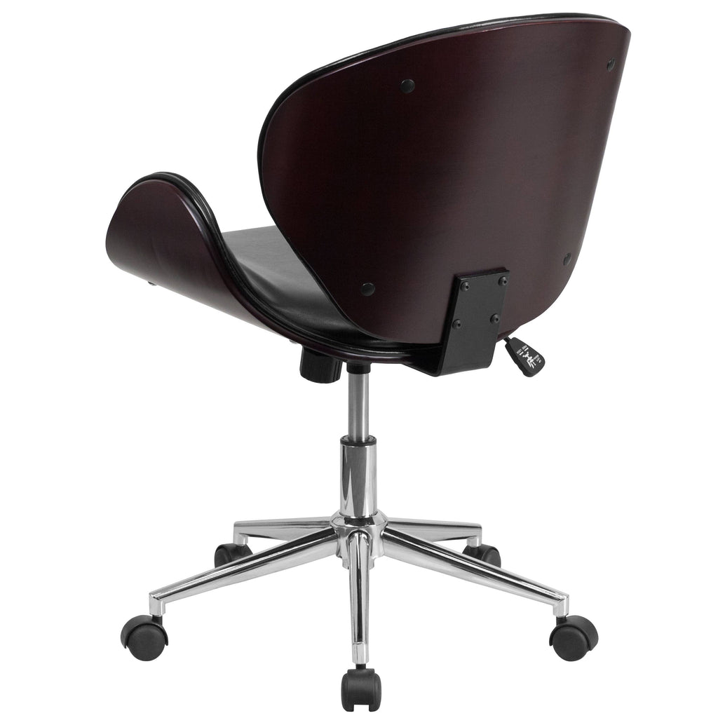 Black Leather Mid-Back Office Chair J324488