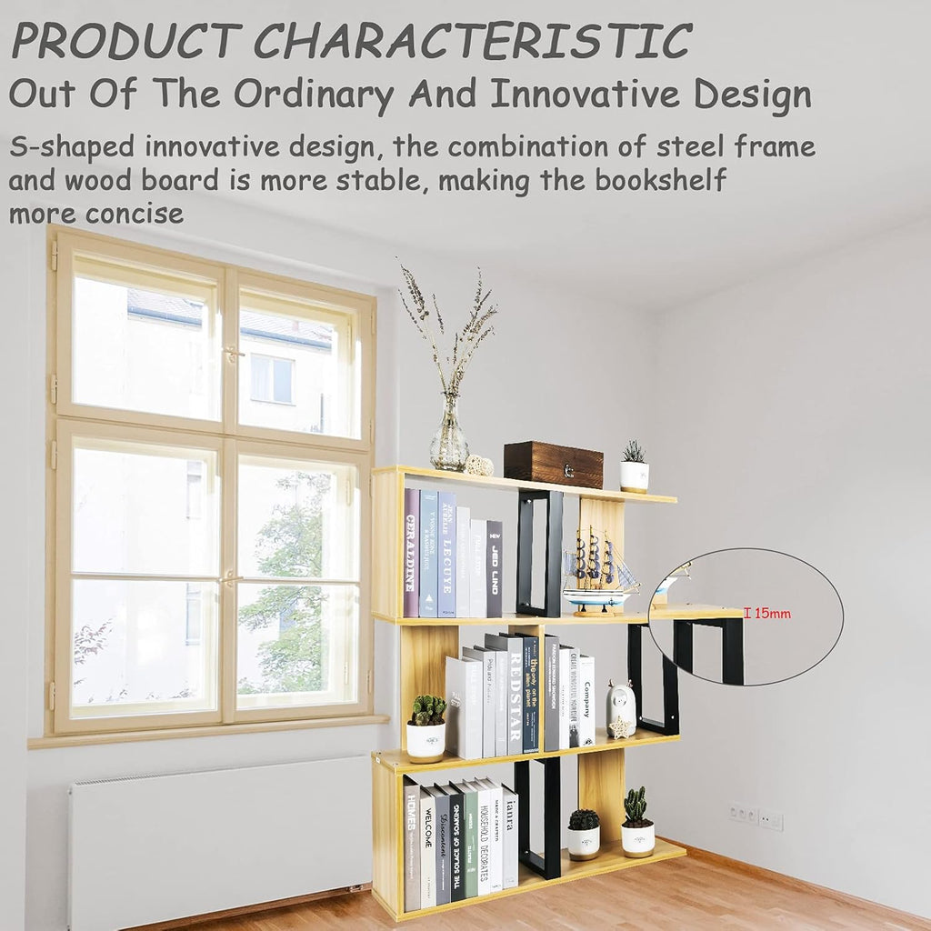 3-Tier Ladder Bookshelf with Storage Organizer, Walnut E880
