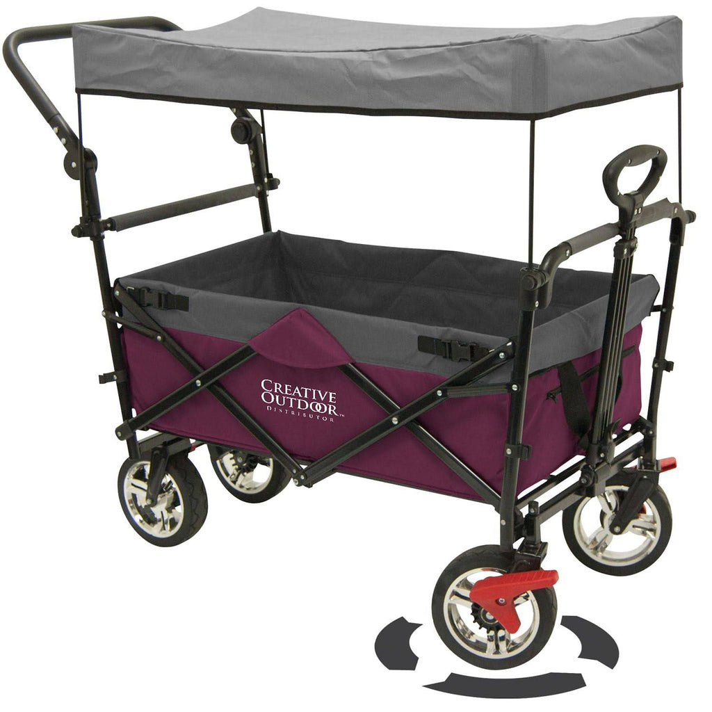 Magenta Push-Pull Folding Wagon with Canopy P930906