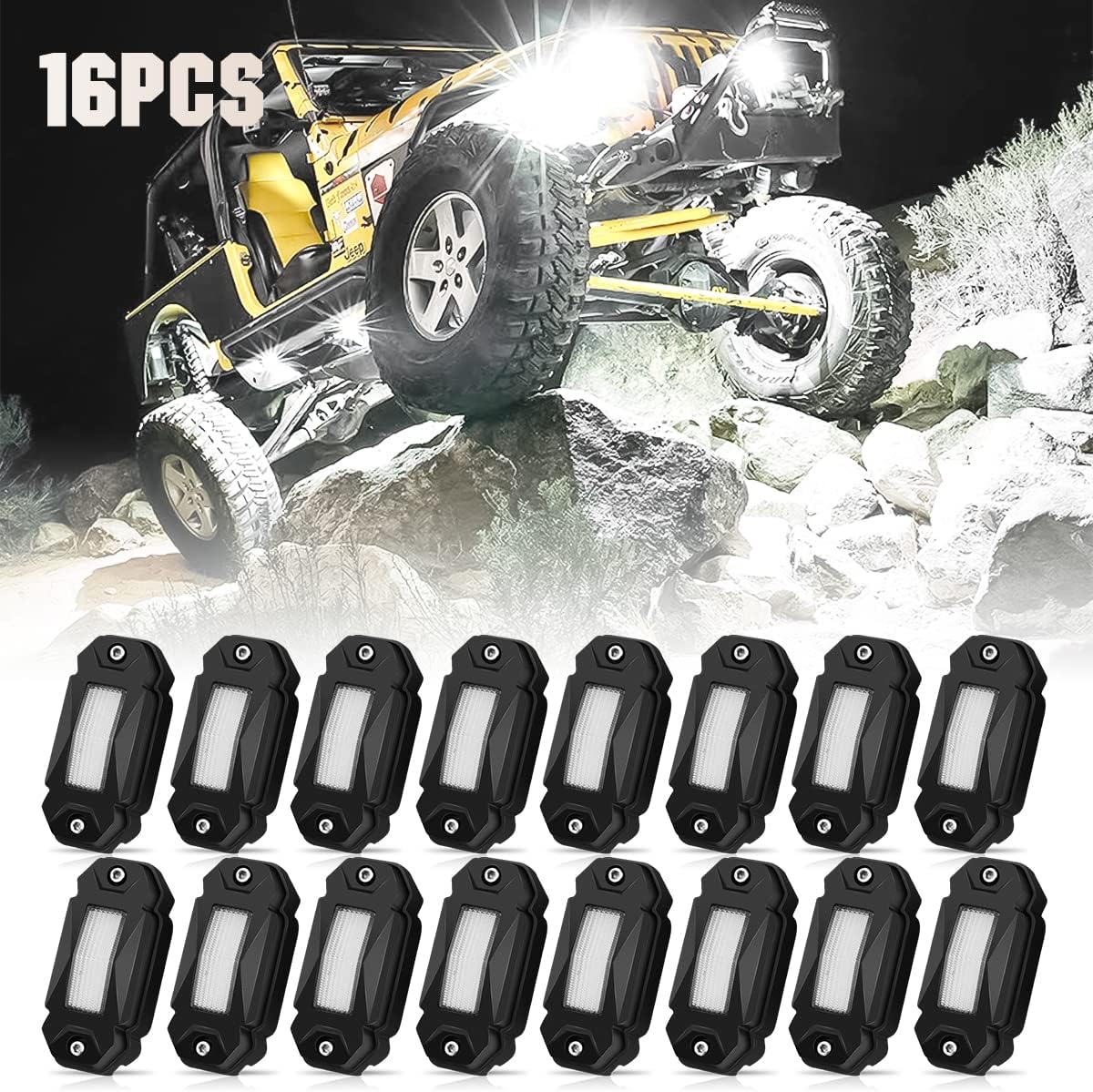 White LED Rock Lights 16PCS Z55684