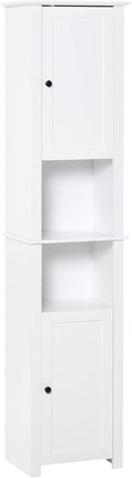 White Freestanding Bathroom Storage Cabinet with 2-Tier Shelf and 2 Cupboards X643
