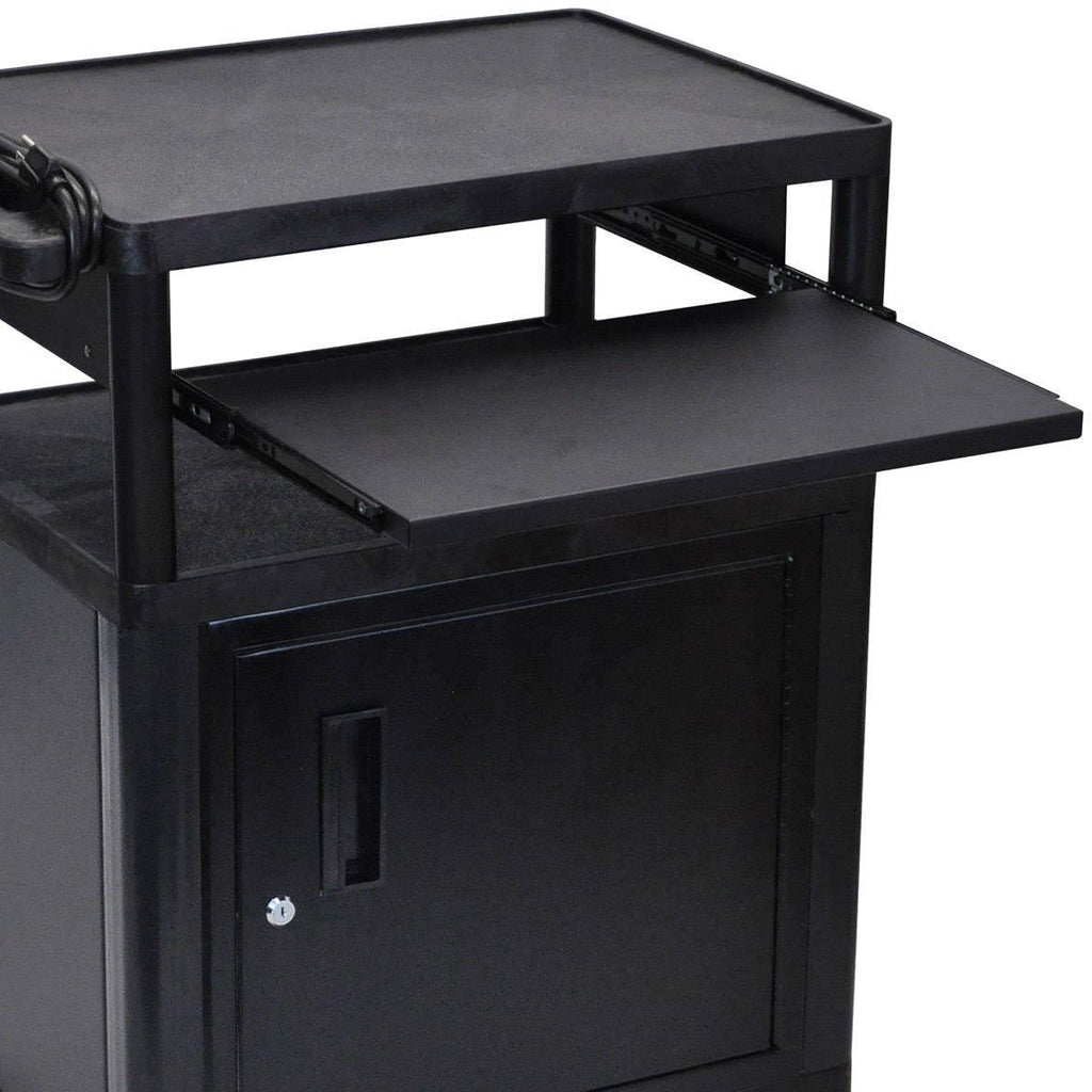 Black 3 Shelf Presentation Cart with Cabinet I869256