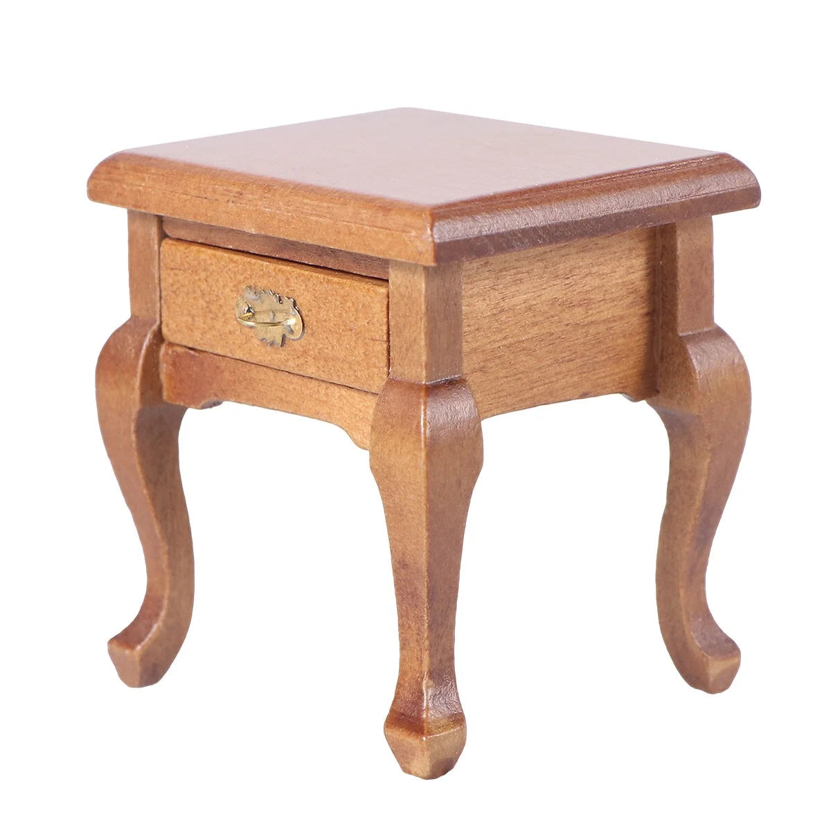 1:12 Walnut Color Wooden Bedside Table Miniature Furniture H8534