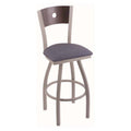 25x22 Counter Stool with Stainless Finish, Natural Oak Back, 360 Swivel P975