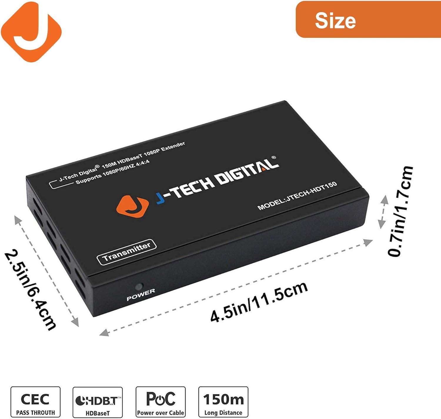 Long Range HDMI Extender Over Cat6 150m/492ft HDBaseT 1080P Extender PoC K18410