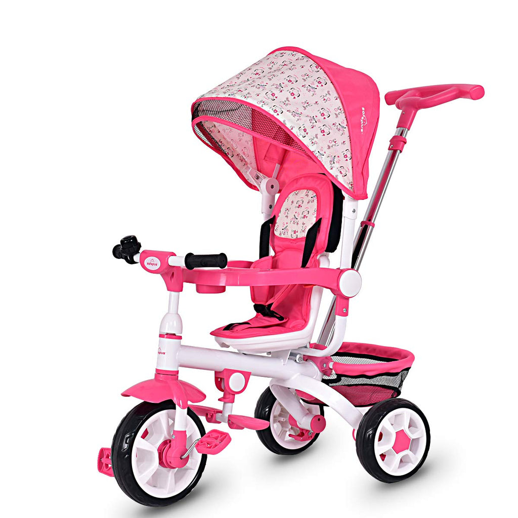 Pink 4 in 1 Baby Push Tricycle Stroller U4602