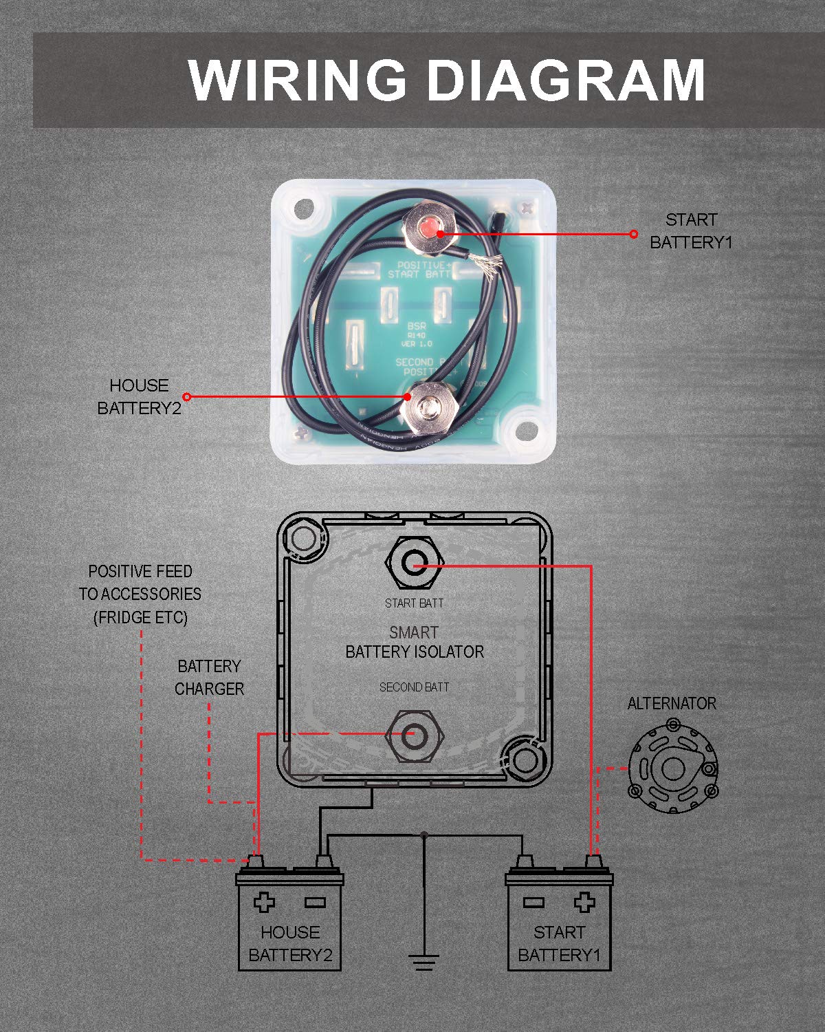12V 140Amp Smart Waterproof Dual Battery Isolator K15883