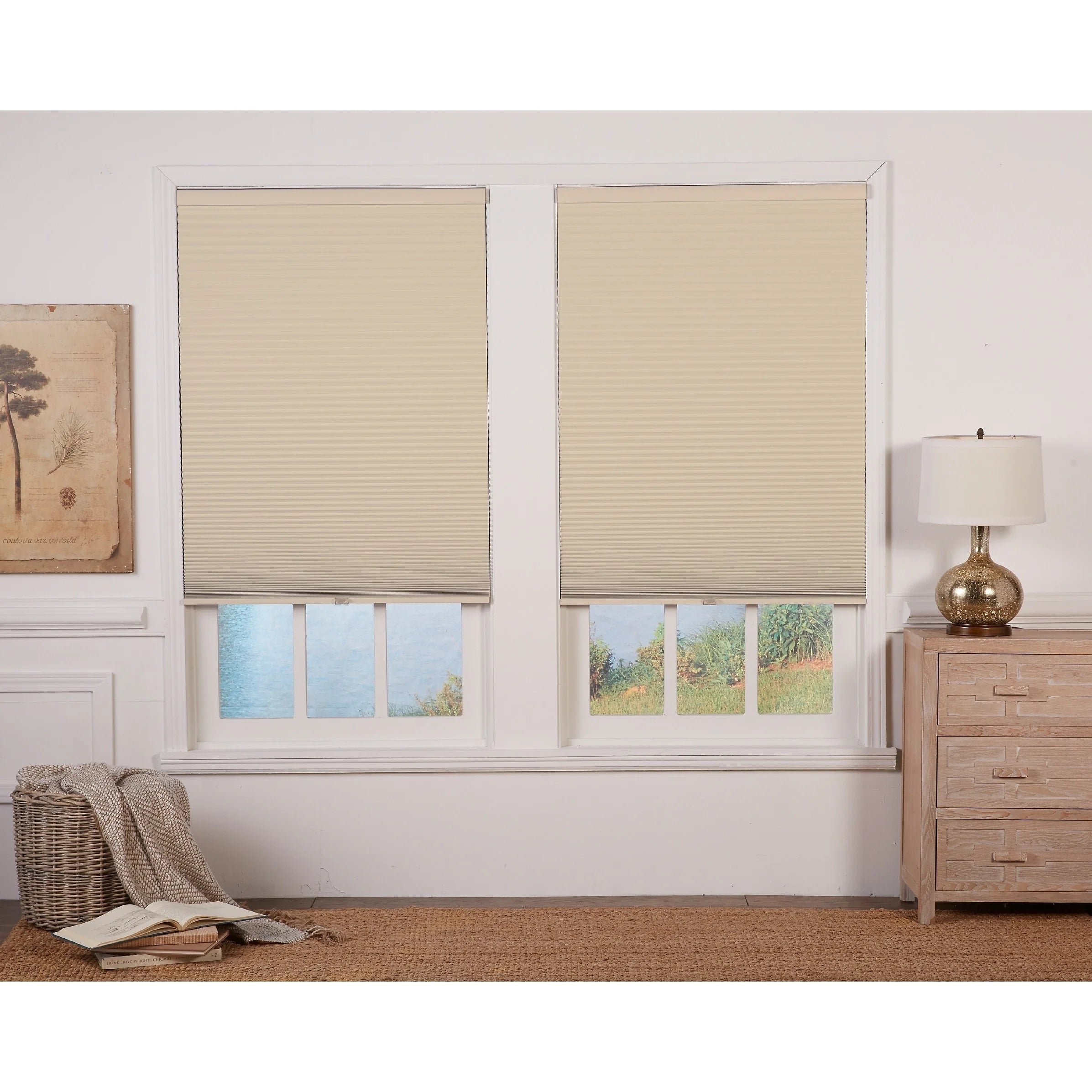 Tan/White Cordless Blackout Cellular Shade 39 x 72 L57942