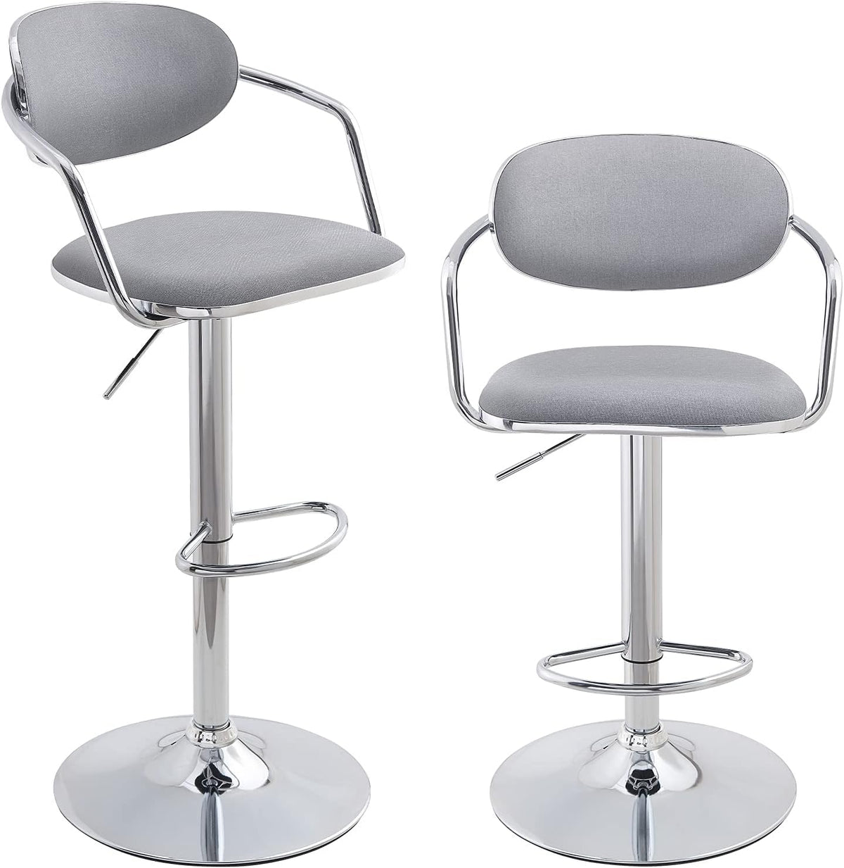 Grey Fabric Metal Swivel Bar Stools Set of 2 X738