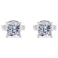 0.5 Carat Princess Cut Diamond Solitaire Stud Earrings in 18K White Gold Plating Over Silver S5529