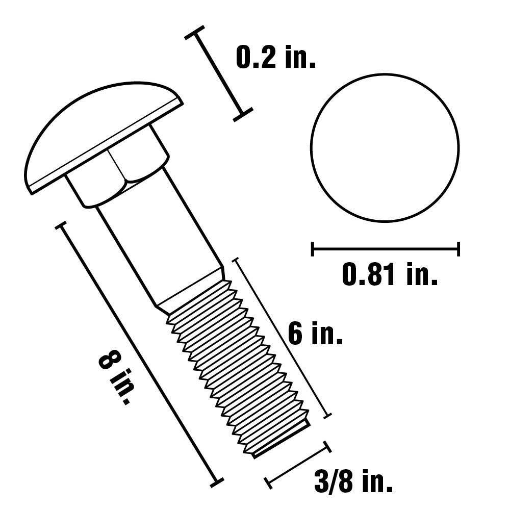 3/8 in.-16 x 8 in. Galvanized Carriage Bolt (25-Pack) Q9786