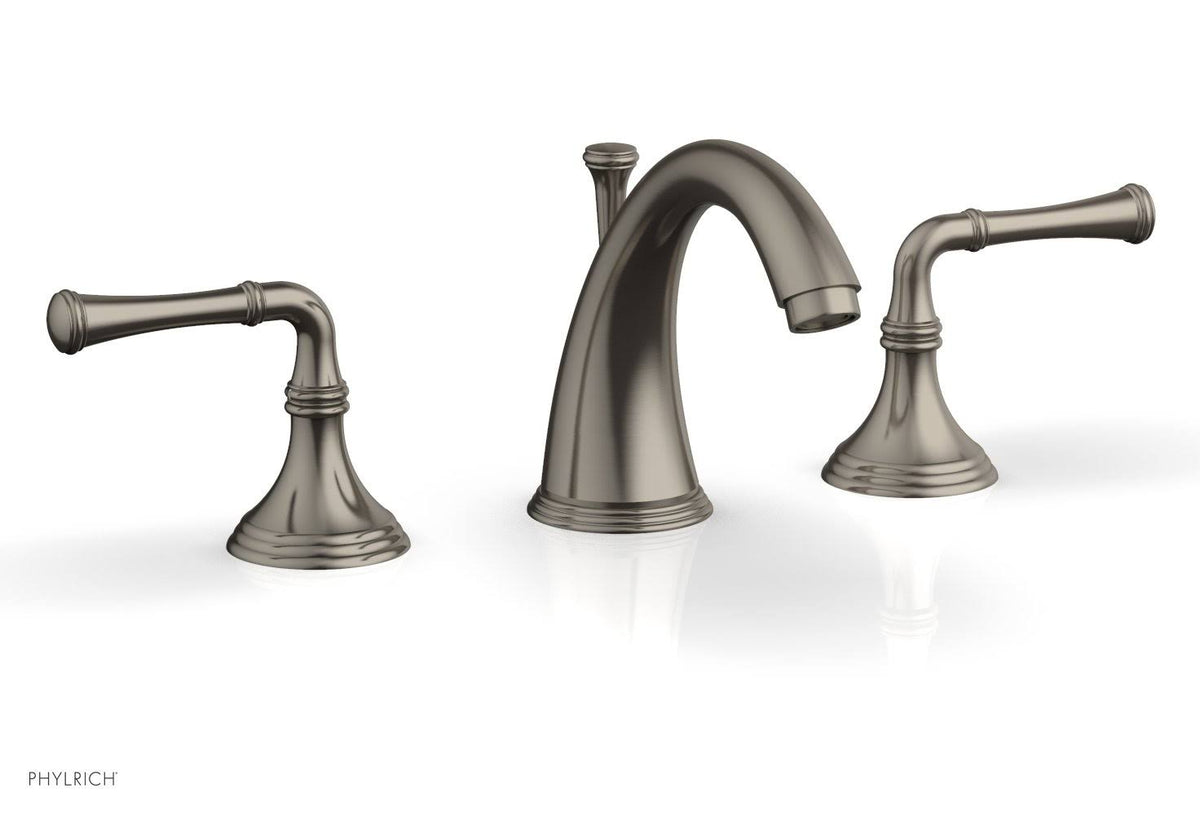 Double Straight Handle Widespread Bathroom Sink Faucet in Pewter N145
