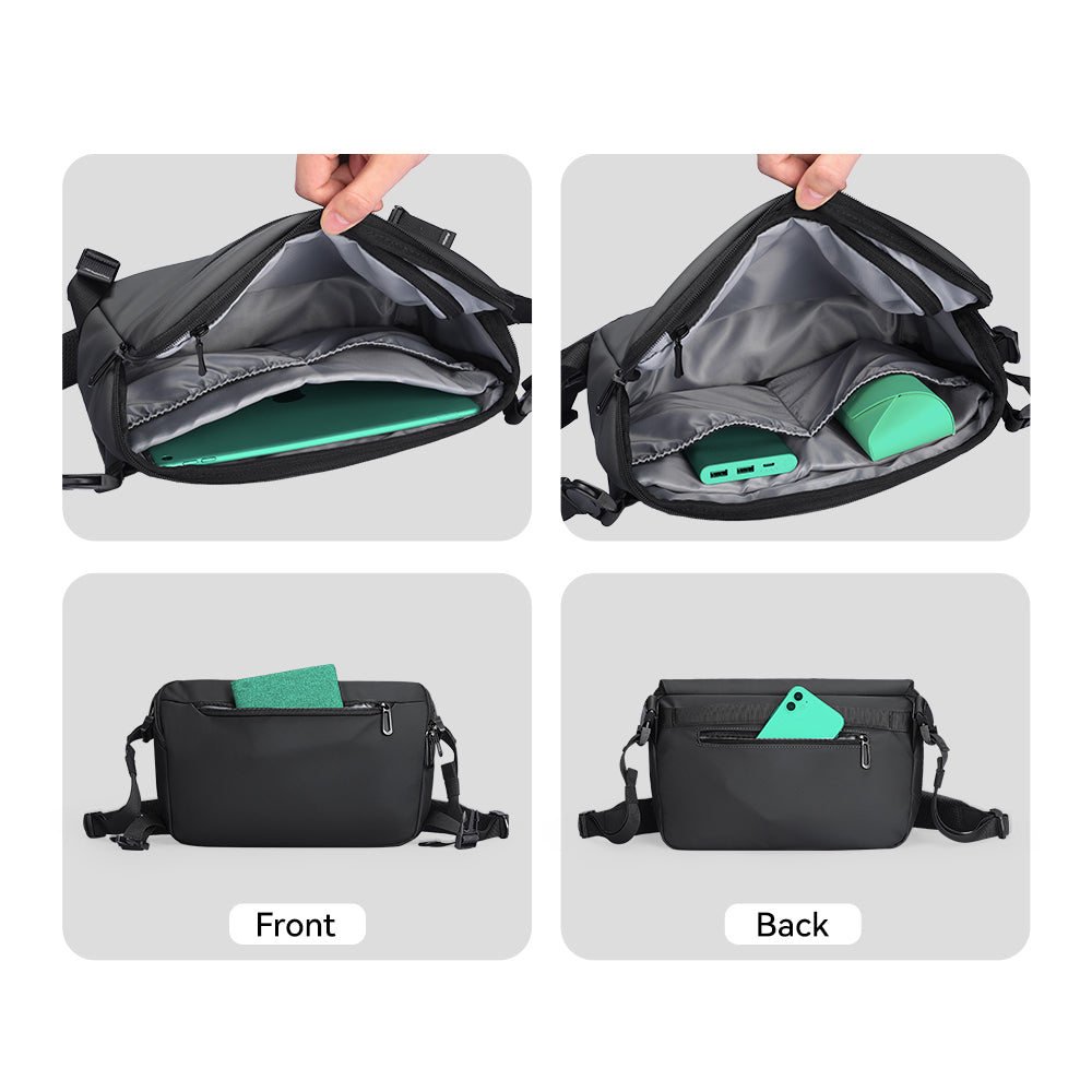Black Waterproof Crossbody Messenger Bag L610932