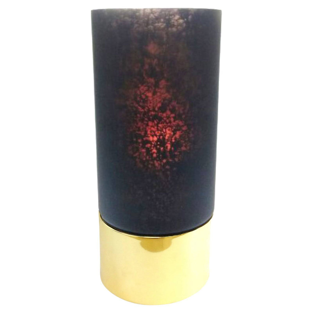 Black/Gold Glass Hurricane with Metal Base V5512