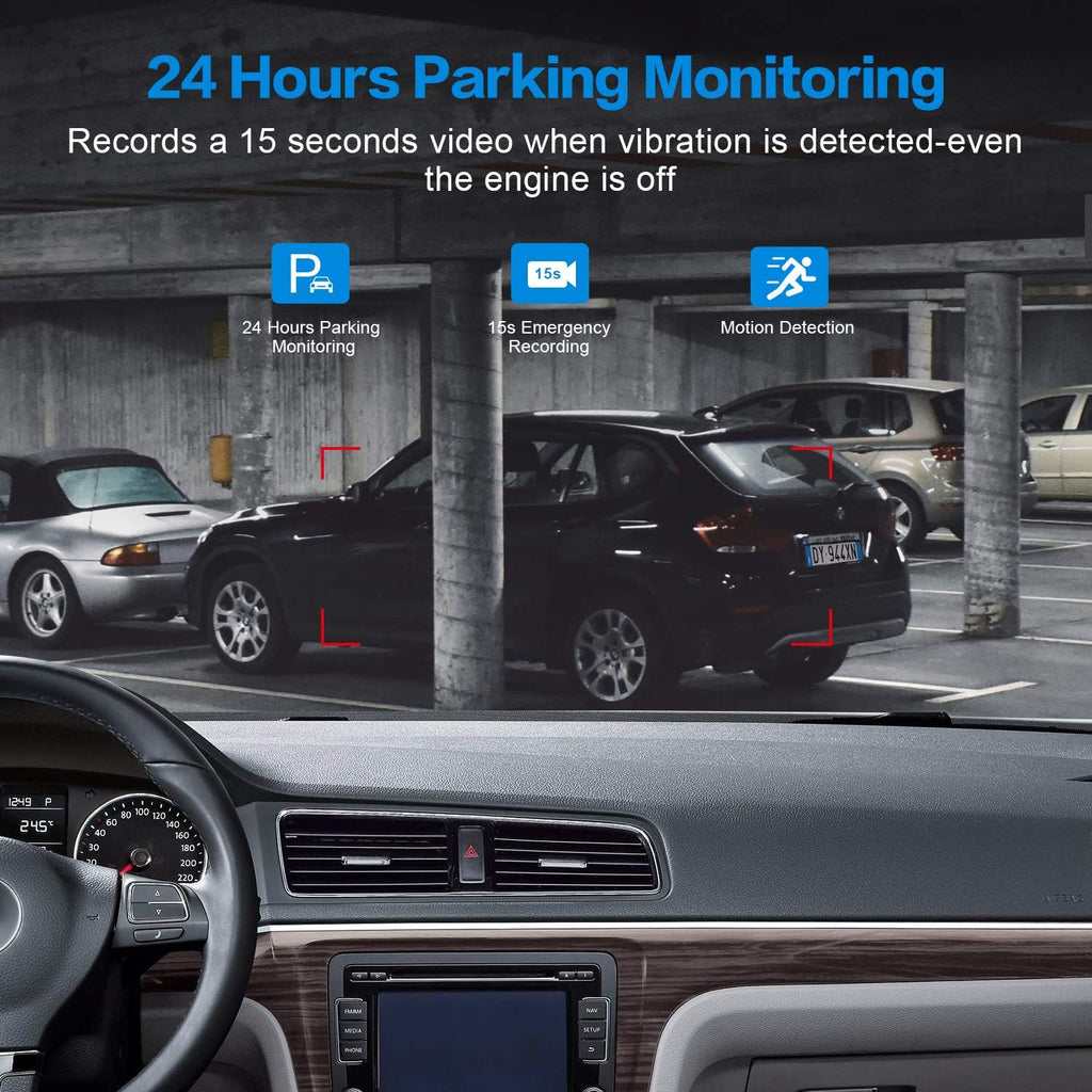 Dash Cam with 32G SD Card, 1080P FHD Car Driving Recorder 3'' IPS Screen 170° Wide Angle Dashboard Camera Aluminum Alloy Case, Parking Monitor Loop Recording Motion Detection Pack of 2 W231