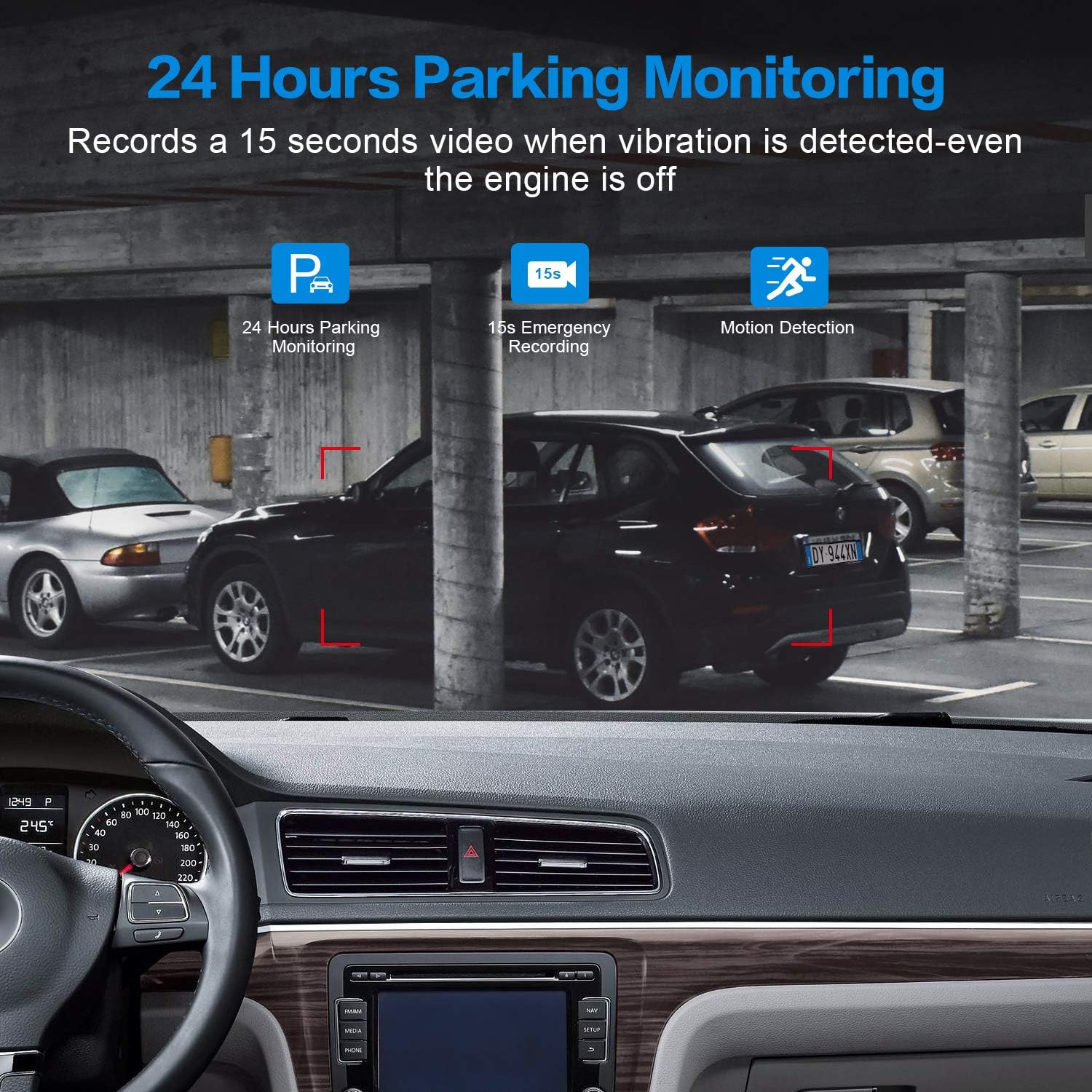 Dash Cam with 32G SD Card, 1080P FHD Car Driving Recorder 3'' IPS Screen 170° Wide Angle Dashboard Camera Aluminum Alloy Case, Parking Monitor Loop Recording Motion Detection Pack of 2 W231