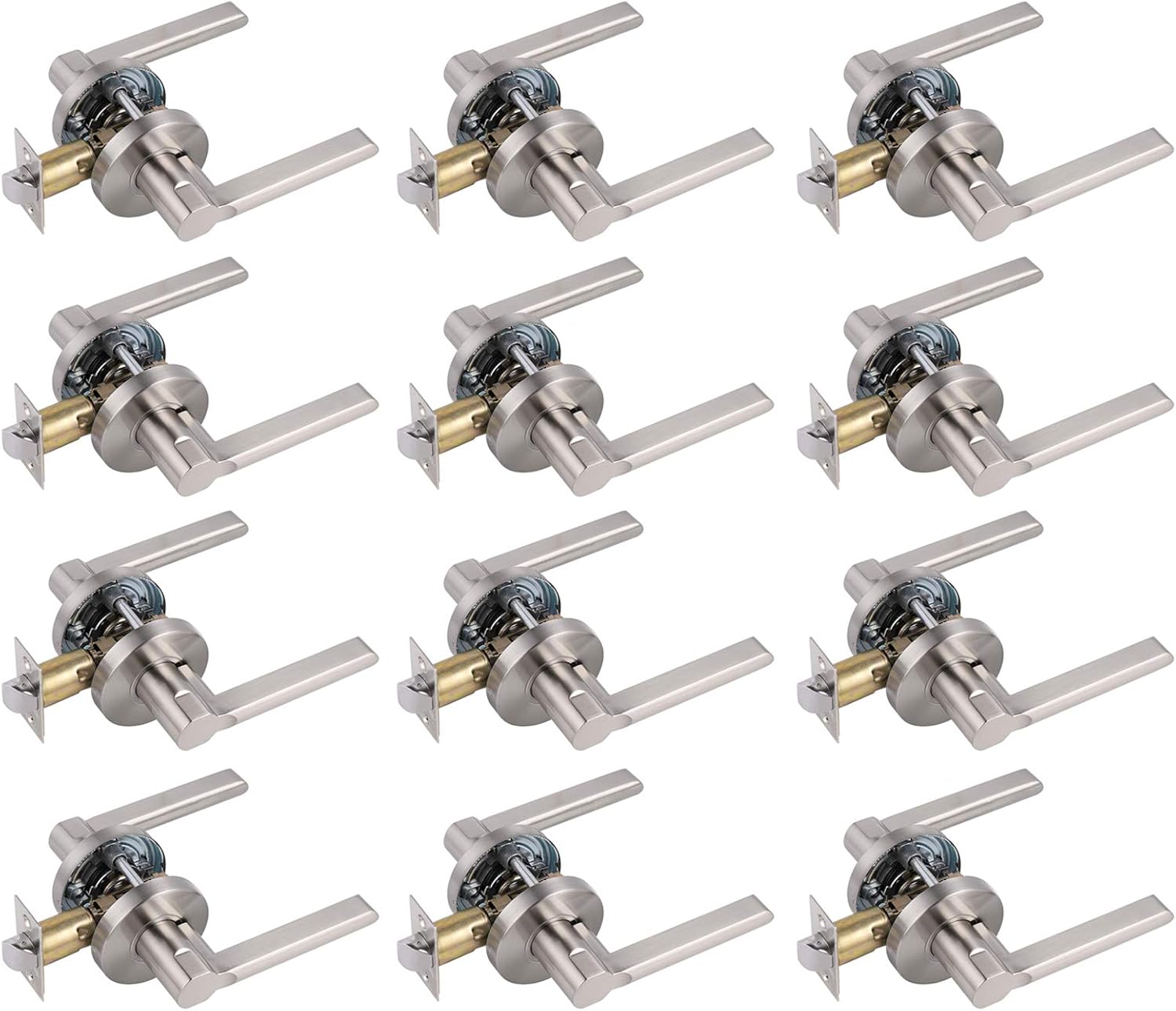 Satin Nickel Passage Handleset Lever Handle, 3 Pack G9249