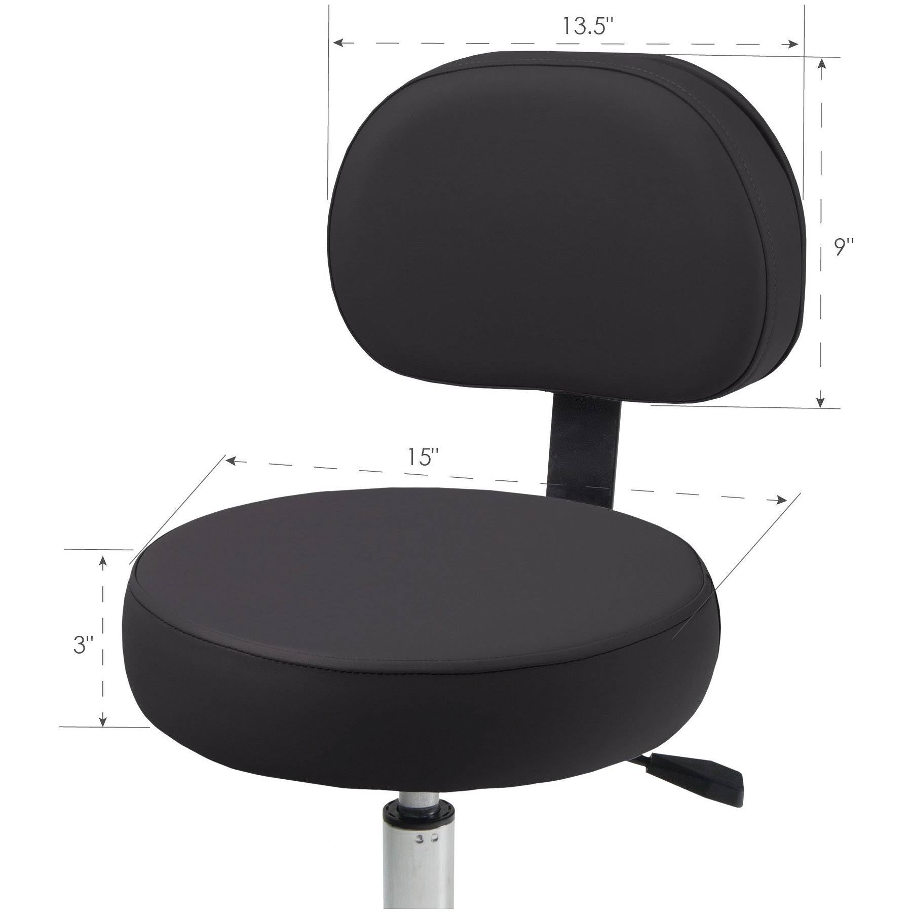 Black Rolling Stool with Back Y8794
