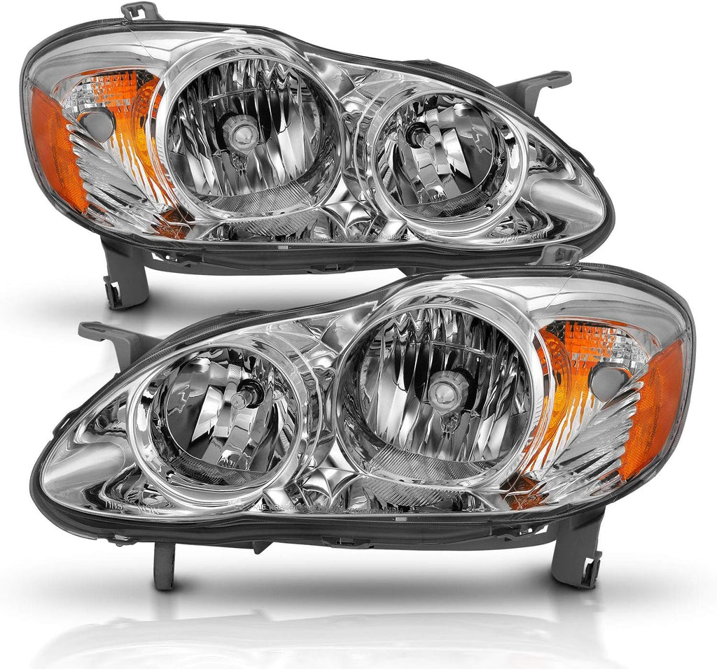 Chrome Replacement Headlights Assembly For 2003-2008 Toyota Corolla (Pair) E52503