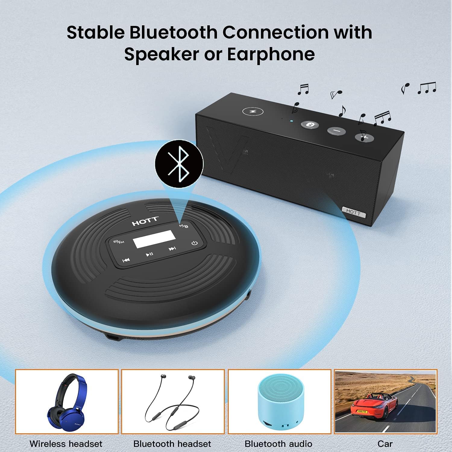 Portable CD Player Bluetooth 5.0 FM Transmitter Pack of 2 K520185