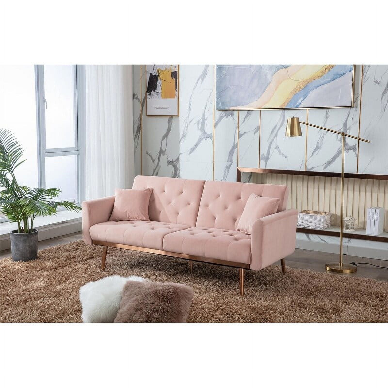 Pink Velvet Folding Sofa O867492
