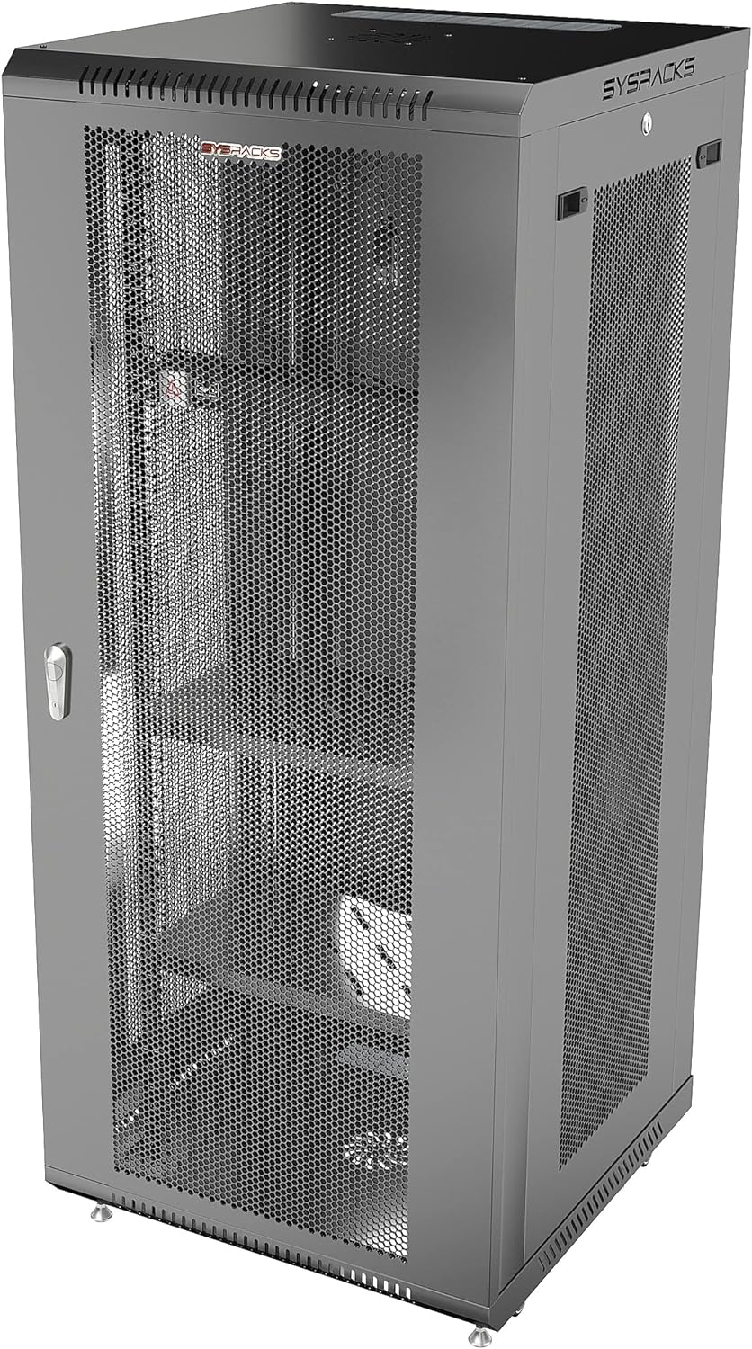 27 U Locking Wall Mount Server Rack Enclosure with Casters and Shelf F647370