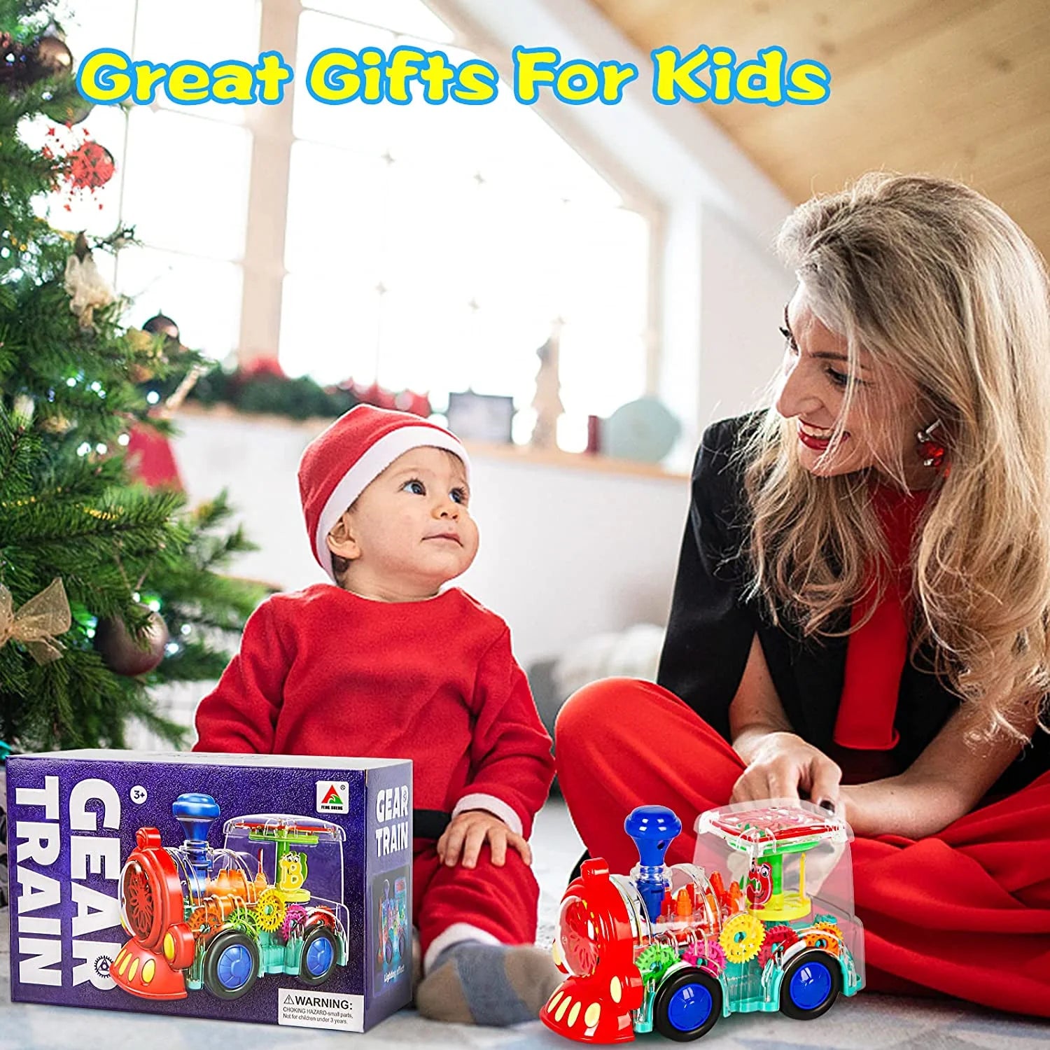 Battery-Powered Baby Train Toy with Light and Music F2588