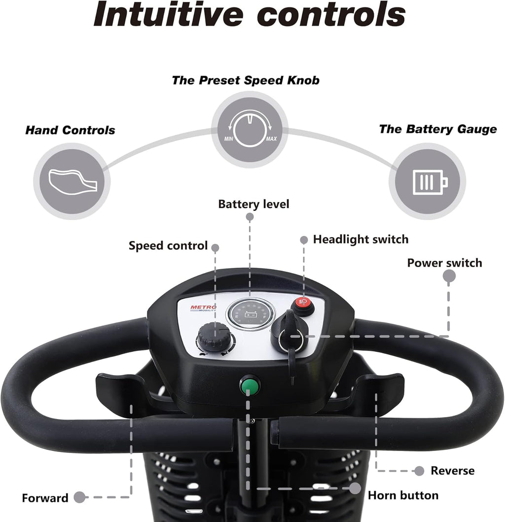 4 Wheel Mobility Scooter with Head Light, Max Speed 5 Mph, Max Load 265lbs K8567