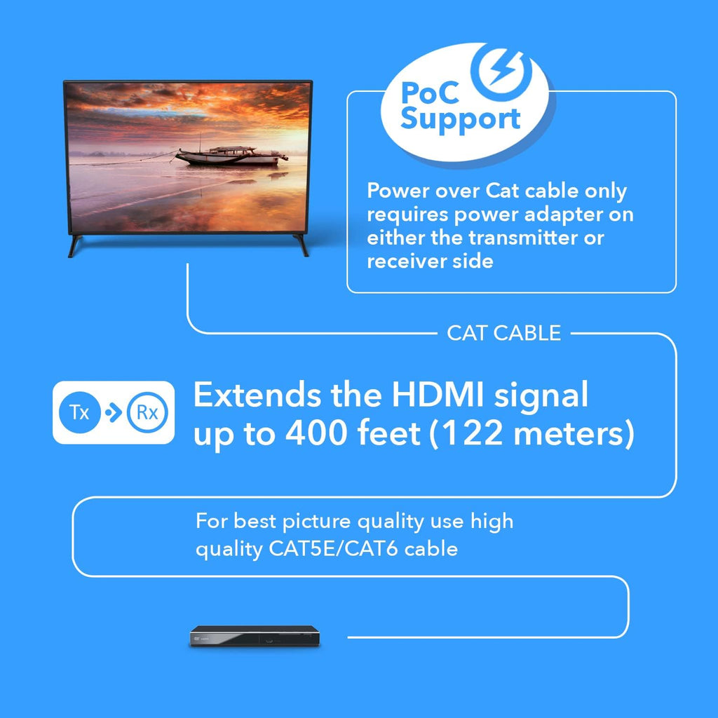 4K HDMI Extender Balun Over Single CAT5e/6/7 Cable O437