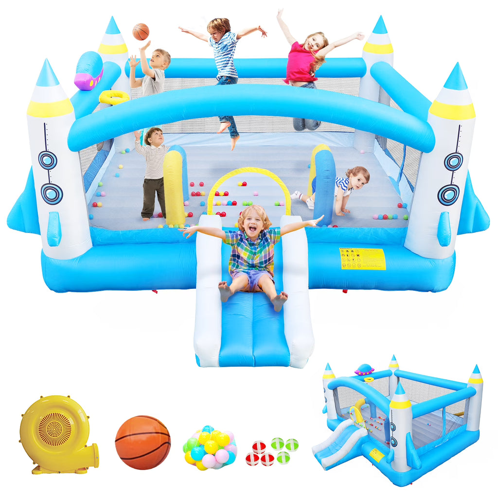 Inflatable Bouncer with Blower, 198" x 180" Play Area, 96" Tall C48435