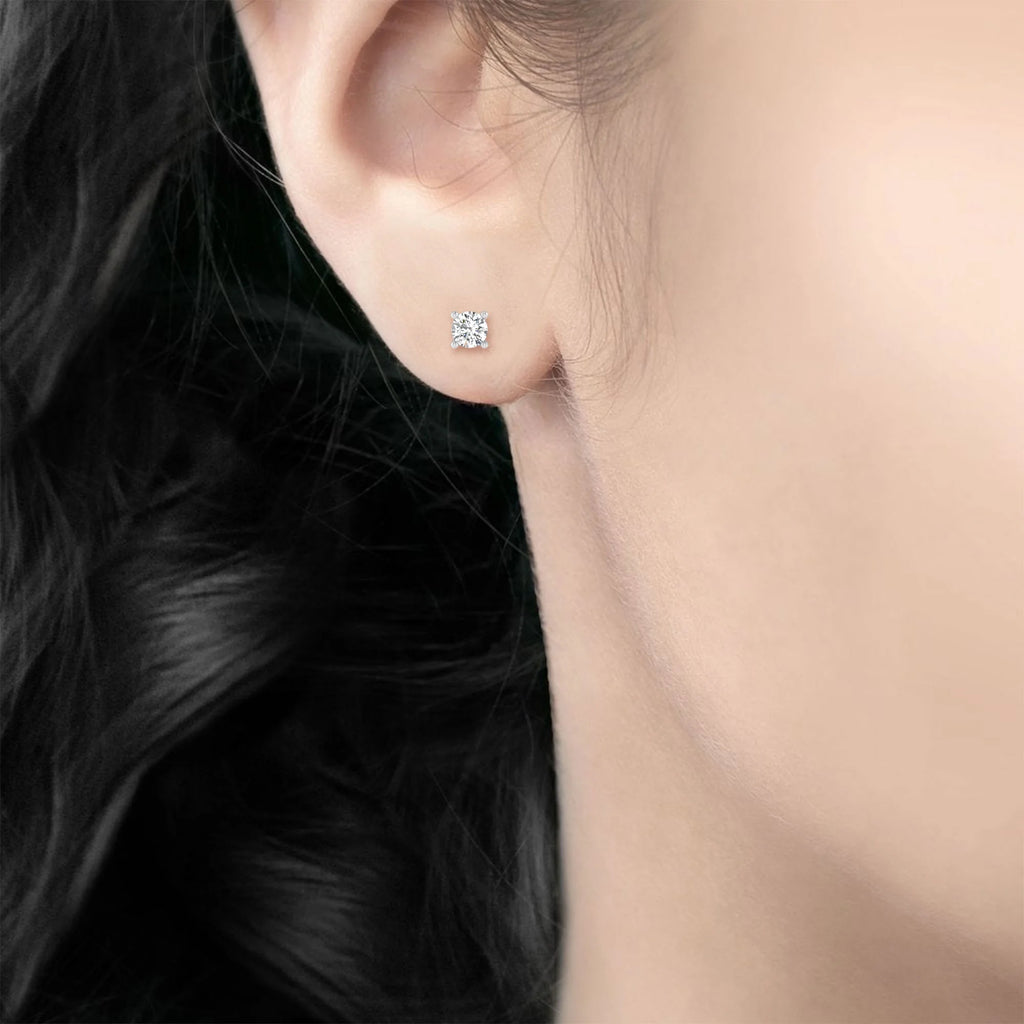14kt White Gold Lab Grown Diamond Solitaire Stud Earrings D360854