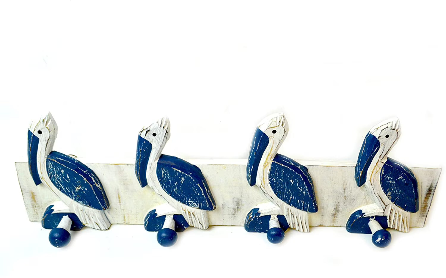 Hand Carved Wooden Wall Hanging Pelican Towel Hooks M50617