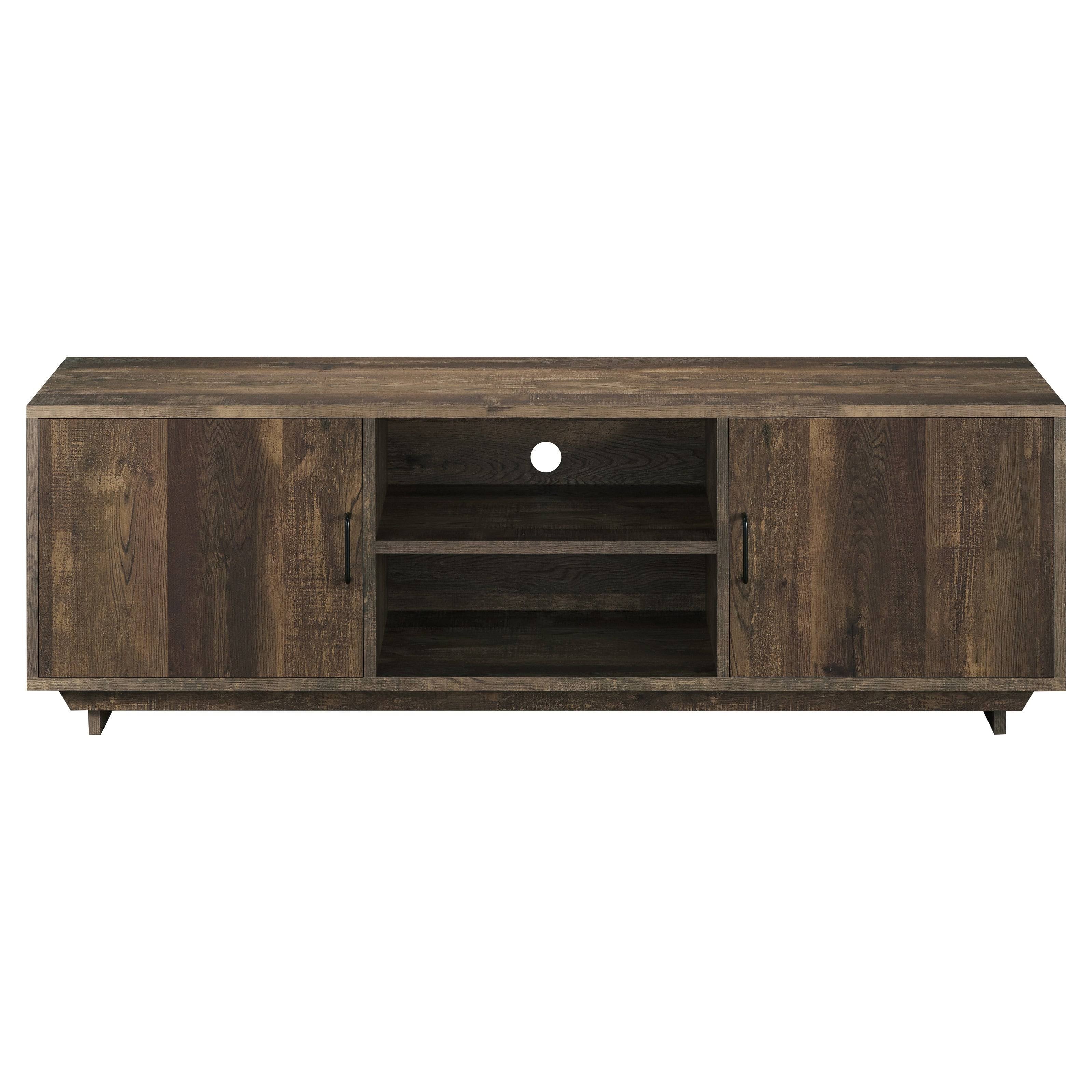 Rustic Reclaimed Oak Brown 63-inch TV Stand with Storage A316257