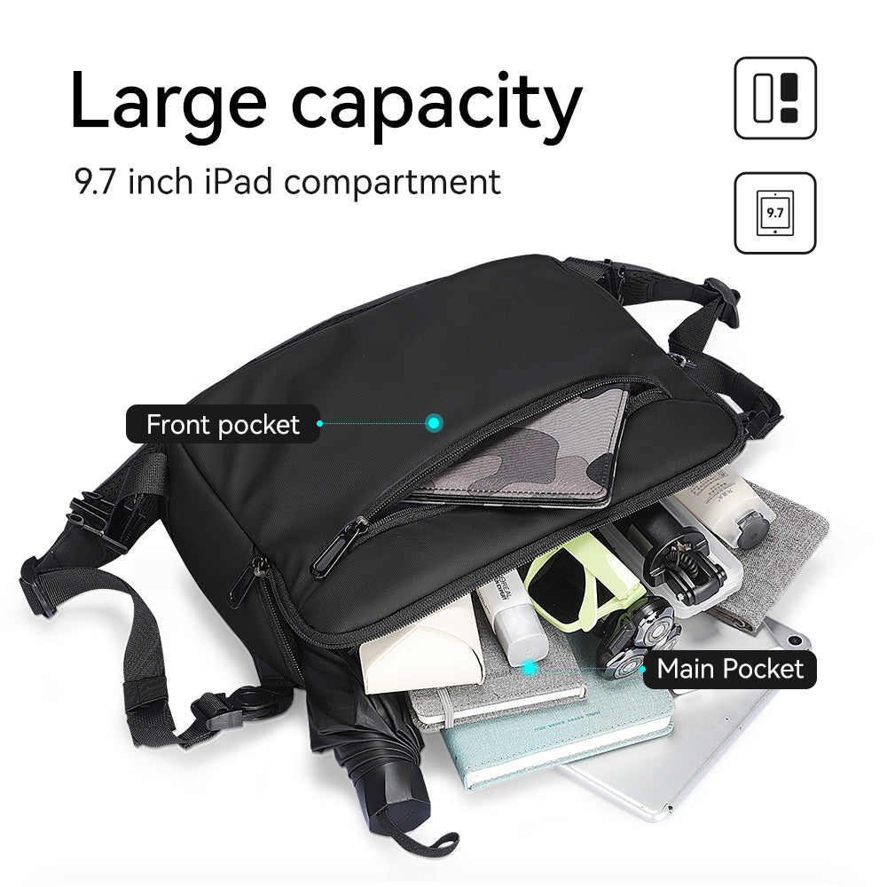 Black Waterproof Crossbody Messenger Bag L610932