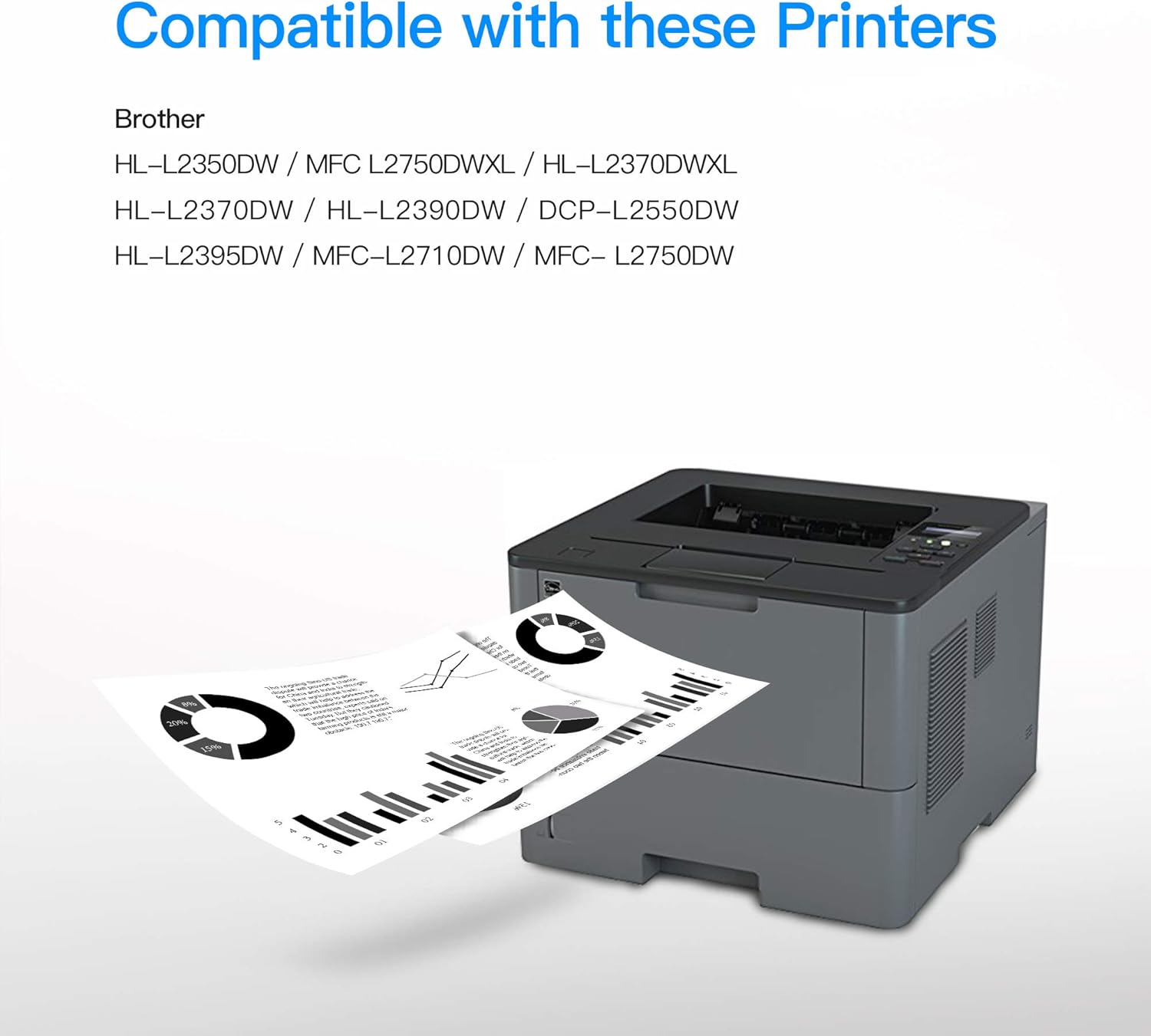 Compatible Toner Cartridge and Drum Unit Replacements for Brother Printer (2 Toner Cartridges, 1 Drum Unit, 3 Pack) W438642