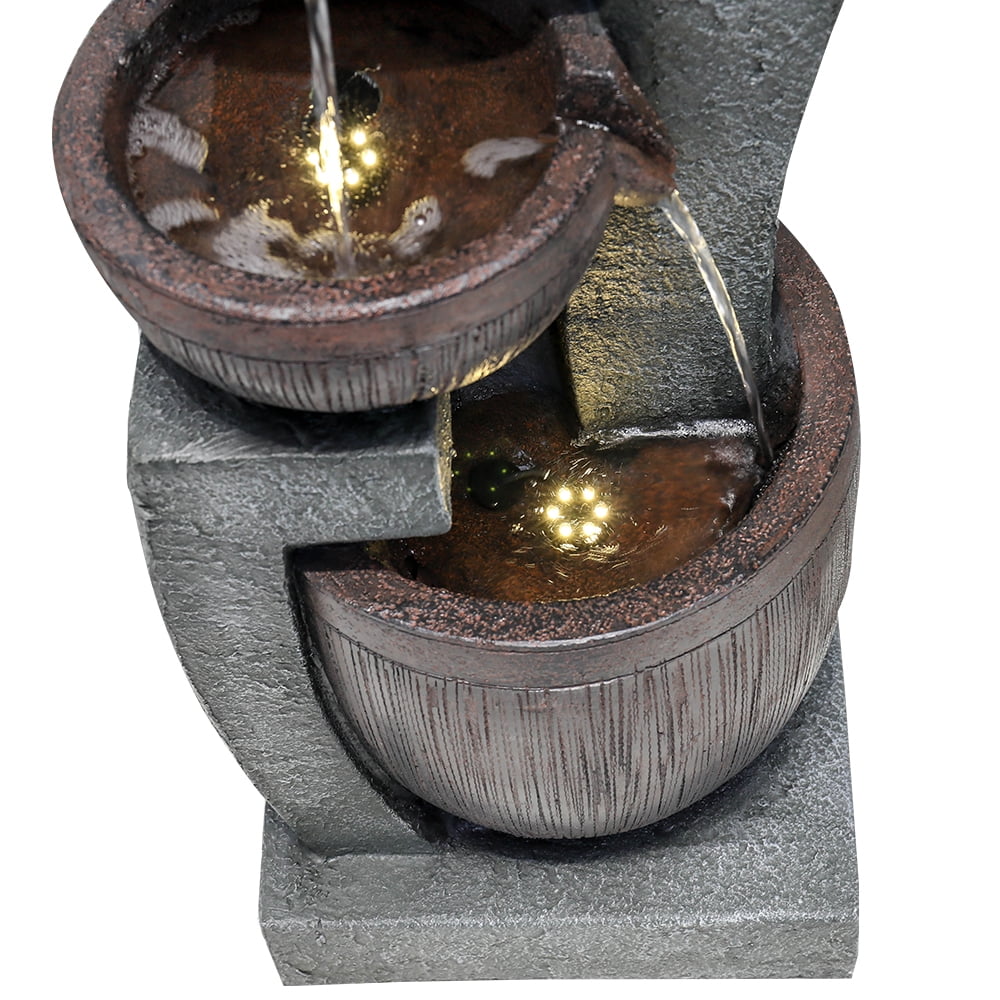 43.7-inch H Outdoor Garden Water Fountain with LED Lights H1258