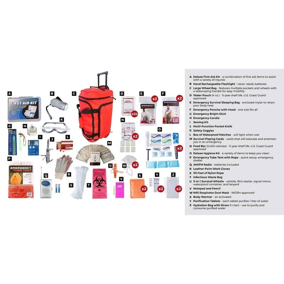2 Person Survival Kit with Red Wheel Bag W44368