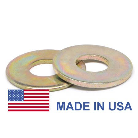 1/2 inch Grade 8 Flat Washer USS Pattern Medium Carbon Steel Yellow Zinc Plated Pk 100 L245