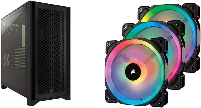 Black Tempered Glass Mid-Tower ATX PC Case with 3 Pack 120mm RGB PWM Fan L785865