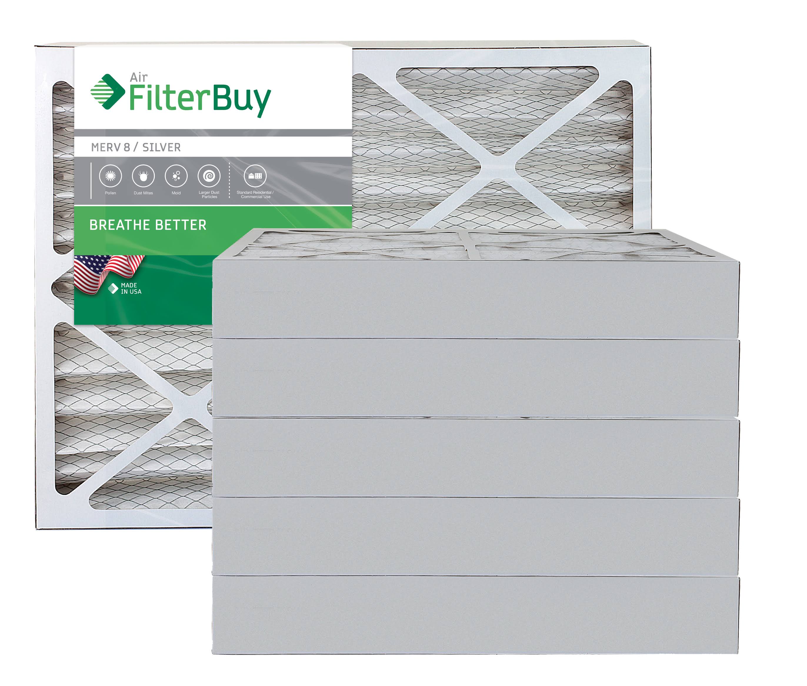 Silver MERV 8 28x30x4 Pleated AC Furnace Air Filter, Pack of 6 B3791