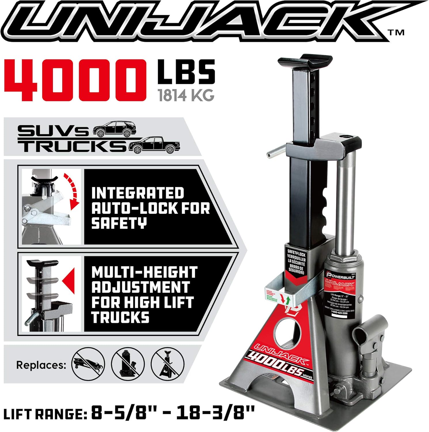 2 Ton Combination Hydraulic Bottle Jack / Jackstand W124