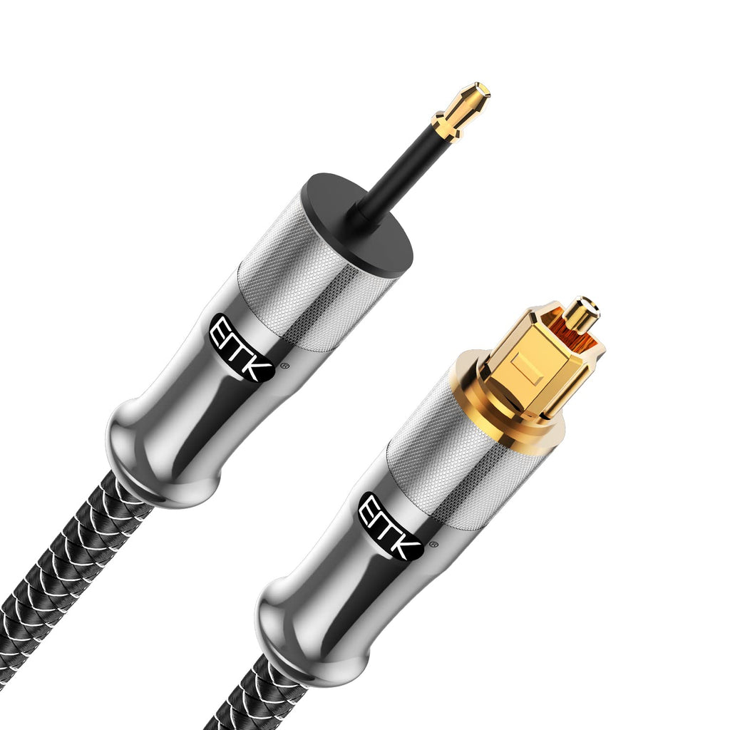 90 Degree Nylon Braided Optical Audio Cable, 30 Feet/10M, Black Y212874