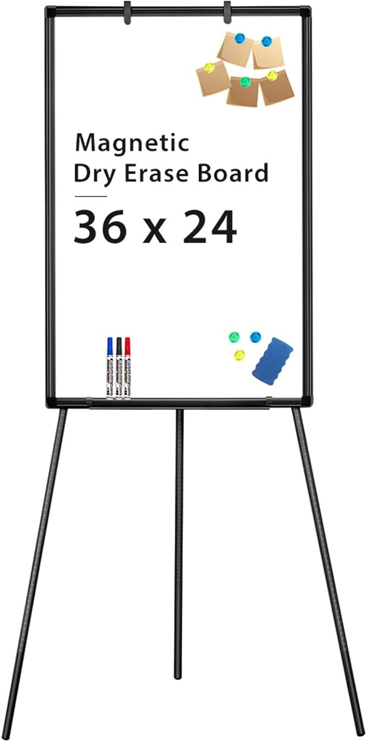 Magnetic Portable Dry Erase Easel Board 36 x 24 Tripod Height Adjustable Flipchart Easel Stand White Board Pack of 2 Y323386
